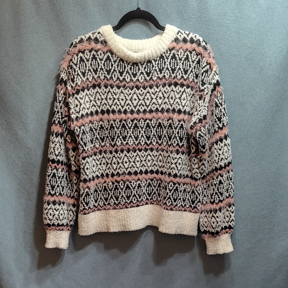 Arizona Jean Company Nordic Knit Sweater - Cream, Black, Pink